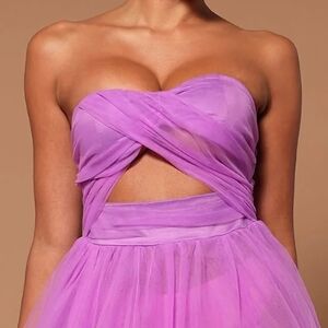 Fashion Nova Purple Strapless Prom Gown